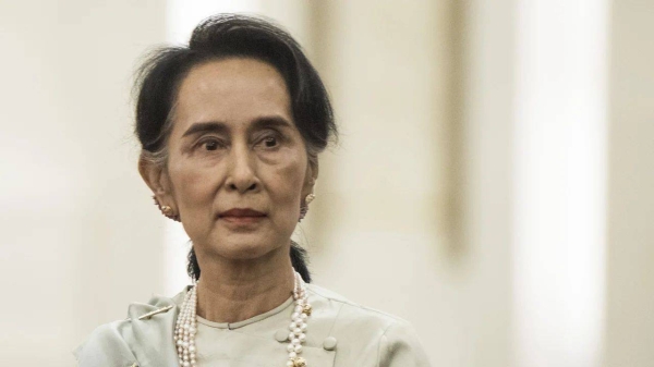 Then-Myanmar State Counselor Aung San Suu Kyi in Beijing on August 18, 2016