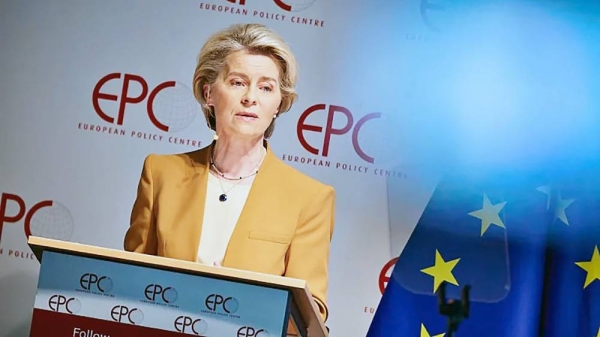 In her speech, Ursula von der Leyen said China was becoming “more repressive at home and more assertive abroad.” — courtesy European Union, 2023.