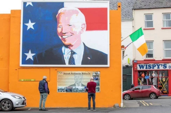 A Biden mural in his family's ancestral town of Ballina