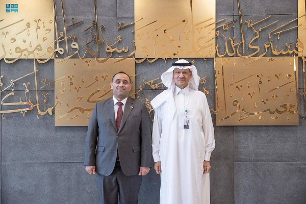 Minister of Energy Prince Abdulaziz bin Salman met with his Iraqi counterpart Ziyad Ali Fadel in Riyadh on Tuesday.