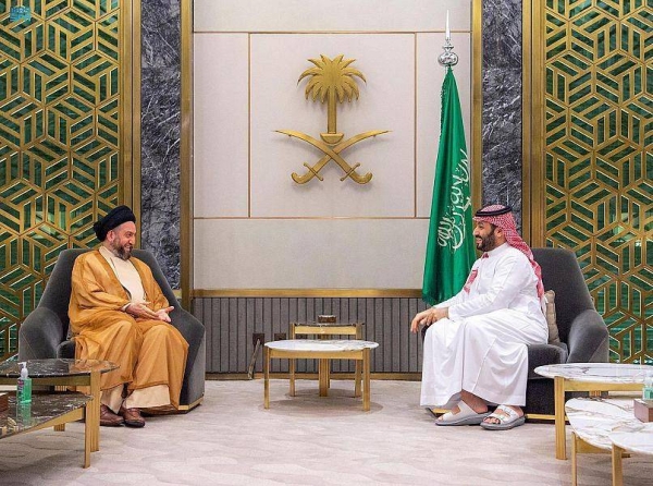 Crown Prince and Prime Minister Mohammed Bin Salman met in Jeddah on Sunday with the head of Iraqi National Wisdom Movement Ammar al-Hakim.
