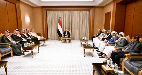 The Yemeni Presidential Leadership Council receives the Saudi mediation team led by Mohammed Al-Jabir, Kingdom's ambassador in Sanaa, on Monday.