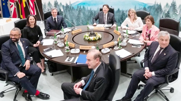 Foreign Ministers of the Group of Seven (G-7) industrialized countries wrap up their three-day meeting  in the central Japanese town of Karuizawa on Tuesday.