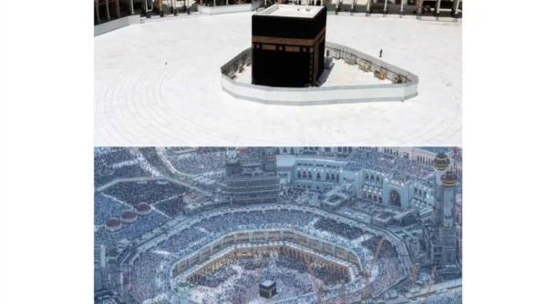  Minister of Hajj and Umrah Dr. Tawfiq Al-Rabiah published two pictures of the Grand Mosque, comparing the crowds in the mosque 3 years back. The first picture was taken in 1441 AH and the second in 1444 AH, commenting 