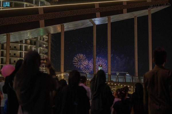 Skies of 13 Saudi cities sparkled with colorful fireworks on the first day of Eid Al-Fitr.