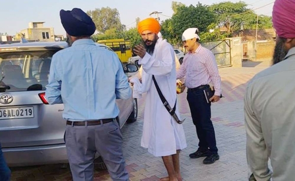 Waris Punjab De Chief Amritpal Singh being arrested by Punjab Police in the village of Rode Sunday after being on the run for over a month.