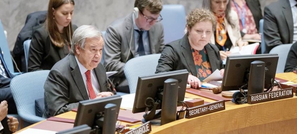 UN Secretary-General António Guterres addresses an emergency session of the UN Security Council on Sudan at UN headquarters in New York. — courtesy UN Photo/Manuel Elías