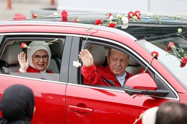 Turkish President Recep Tayyip Erdogan seen on the way to  the Teknofest air show at Istanbul's old Atatürk airport.  Erdogan, who has been reportedly unwell since Tuesday evening, appeared in public for the first time on Saturday in Istanbul. — courtesy Twitter