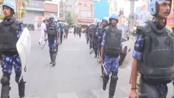 The Indian Army carried out a flag march in the violence-hit areas