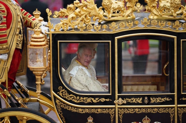 Britain's King Charles III on his way to Westminster Abbey. (@RoyalFamily)