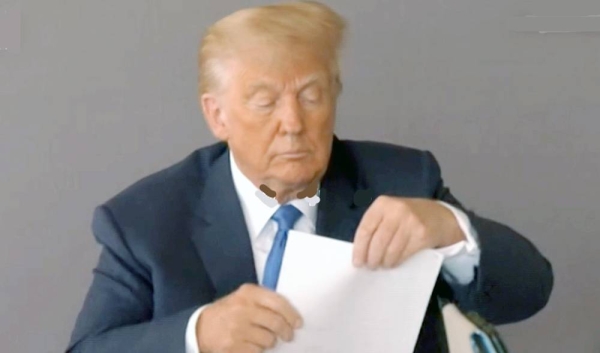 An agitated Former US President Donald Trump appears in newly released deposition tapes