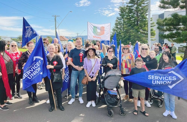 Australian Services Union members are marching in Port Kembla and loudly saying we don’t want a nuclear submarine port here. — courtesy Twitter
