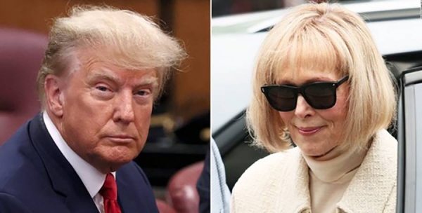 A combo pictures of former American president Donald Trump and E. Jean Carroll, A Manhattan federal jury found Trump sexually abused Jean Carroll in a luxury department store dressing room in the spring of 1996.