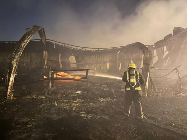 Firefighters battling the blaze at Al-Sawarikh Market in south Jeddah.