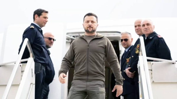 President Zelensky arrives in Rome on Saturday morning amid a huge security operation. — courtesy EPA