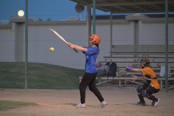 Nayef bin Mohammed bin Humaid, president of the federation, said that the softball match is the first of its kind for women in the Kingdom.