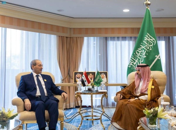 Saudi Foreign Minister Prince Faisal bin Farhan met Syrian Minister of Foreign Affairs and Expatriates Dr. Faisal Mekdad on Wednesday in Jeddah, on the sidelines of the Foreign Ministers Preparatory Meeting of the Arab League Summit on its 32nd session.