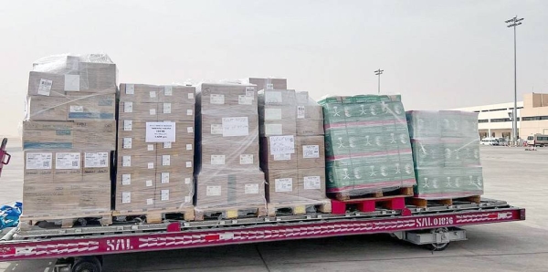 As part of the Saudi Relief Air Bridge to help the Sudanese people, the sixth Saudi relief plane departed from Riyadh-based King Khalid International Airport Saturday for Port Sudan International Airport laden with 30 tons of food baskets and medical materials.