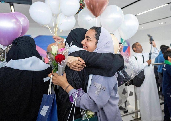 The talented students of the Saudi Team for Science and Engineering who won 27 prizes at the Regeneron International Science and Engineering Fair (ISEF 2023) arrived on Sunday at King Khalid International Airport in Riyadh.