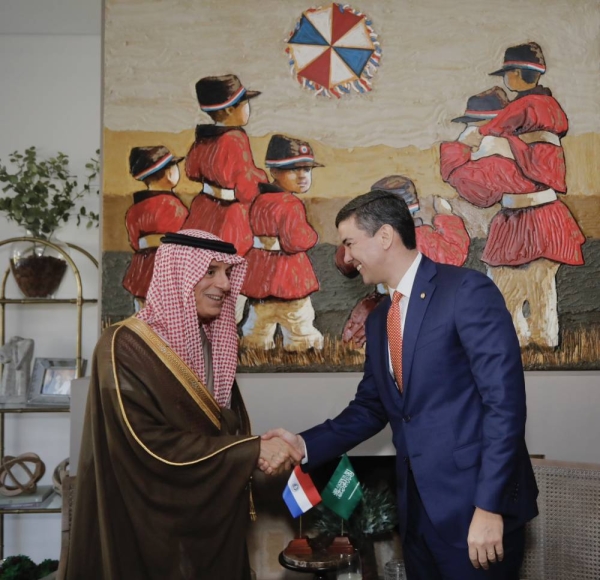 The President-elect of Paraguay Santiago Peña Palacios received the Minister of State for Foreign Affairs, Member of the Council of Ministers, and Envoy for Climate Adel Al-Jubeir on Tuesday.