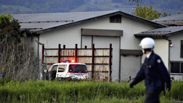The house where a suspect barricaded himself with a hunting gun in Nakano City, Nagano Prefecture on May 25, 2023
