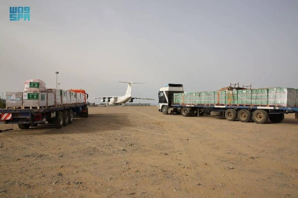 Another Saudi relief plane arrived at Port Sudan Airport on Tuesday carrying 30 tons of foodstuff and medical supplies.