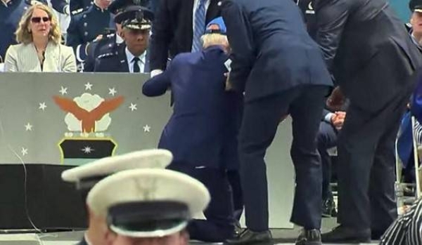 President Biden appeared to be unhurt after the fall.