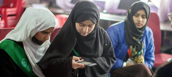 Students learn coding in a computer science class in Jammu & Kashmir, India. — courtesy UNICEF
