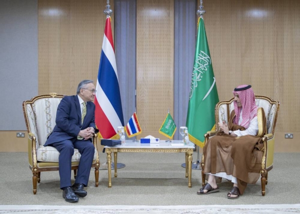 Foreign Minister Prince Faisal Bin Farhan received on Wednesday Deputy Prime Minister and Foreign Minister of Thailand Don Pramudwinai during his official visit to the Kingdom.
