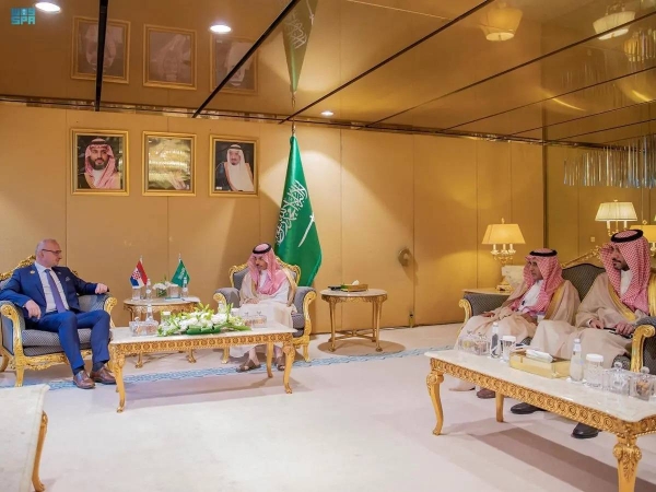 Prince Faisal also meets with the Croatian Foreign Minister in Riyadh onThursday.
