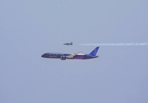 Riyadh Air first liveried aircraft took a flight over its home city of Riyadh on Monday ahead of its public debut at the 54th Paris Air Show on June 19.