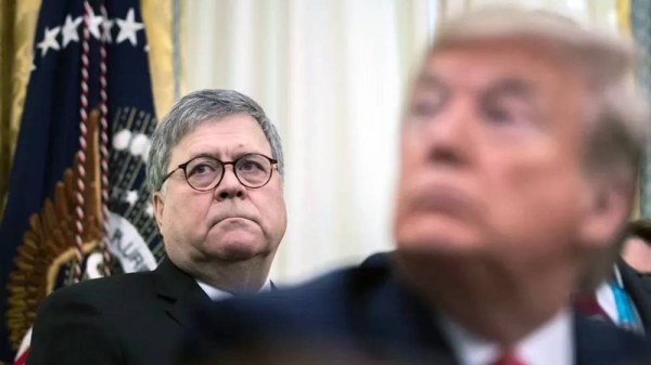 Former US Attorney General William Barr and then-President Donald Trump. — courtesy Getty Images