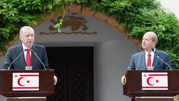 Turkish President Recep Tayyip Erdogan met the north’s leader Ersin Tatar in north Cyprus on 12 June 2023. — courtesy Twitter