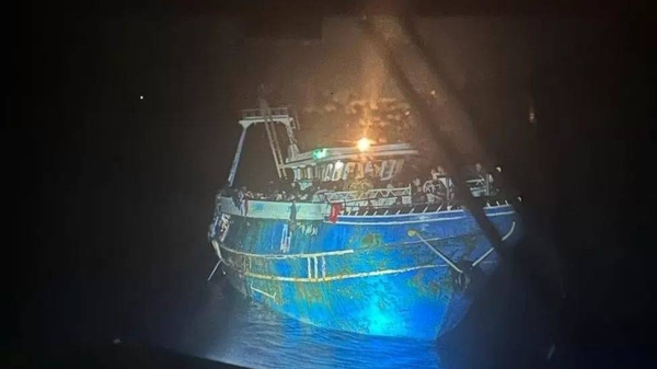 This picture of the fishing boat in the hours before it sank was released by the coast guard on Thursday