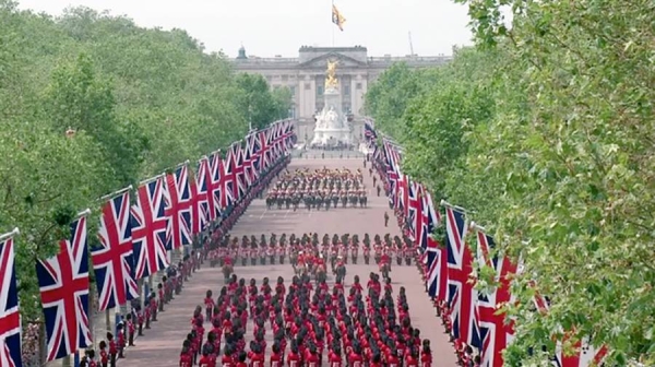 An aerial view of the parade captured the scale of the event