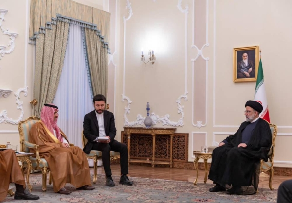 Foreign Minister Prince Faisal Bin Farhan met on Saturday Iran President Ebrahim Raisi at the Presidential Palace.