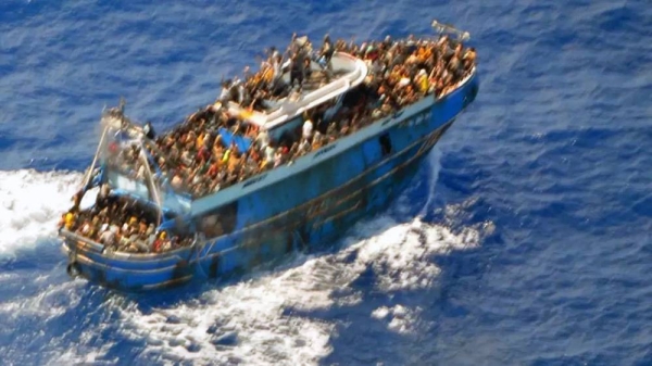 A picture of the fishing boat in the hours before it sank. — courtesy Greek Coast Guard