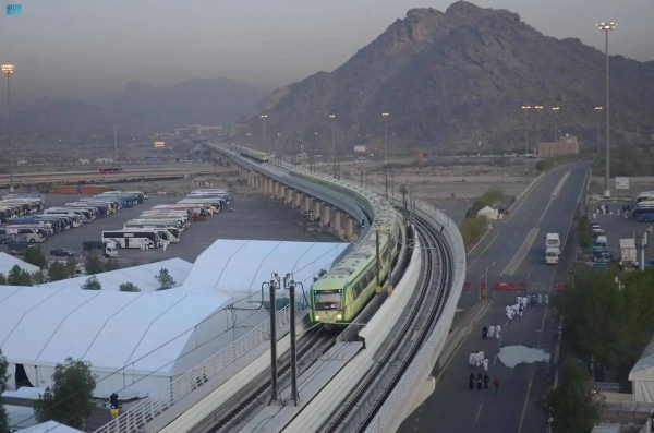 Al-Mashaer Train in the Holy Sites had its first trip on Sunday to receive and transport pilgrims of the Hajj 2023-1444.