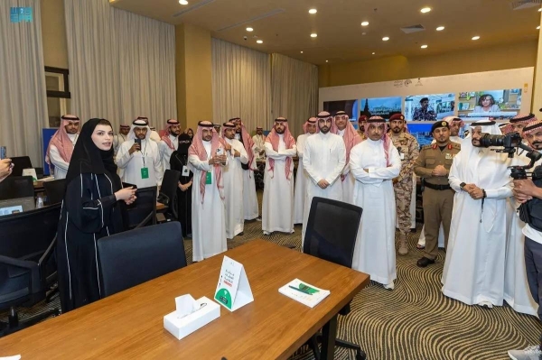 Minister of Media Salman Al-Dosari during his inspection tour of media centers in the Holy Sites.