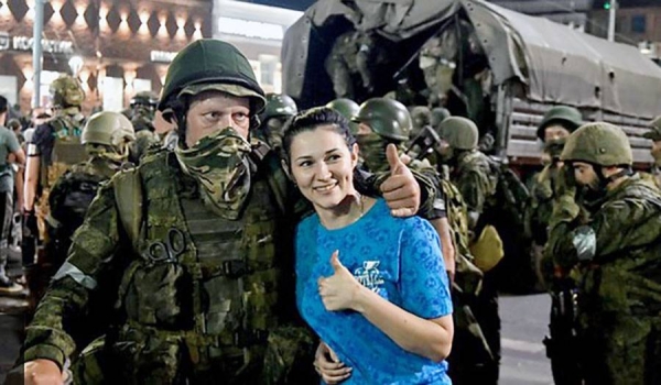 Applause, cheers and gunshots as Wagner group leaves captured Russian city on Sunday.