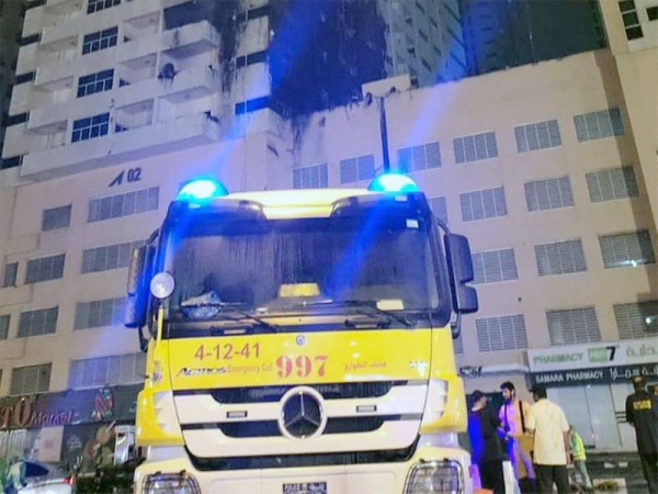 A fire erupted in Tower 02 within the Ajman One complex. (screenshot)