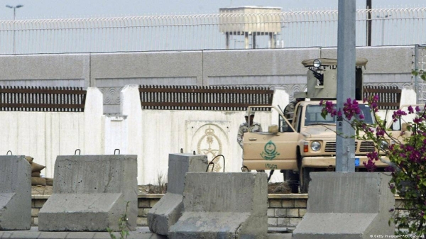 File picture of security guards near diplomatic missions in Jeddah.