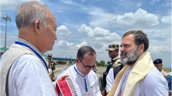 Rahul Gandhi arrived in Manipur's capital Imphal on Thursday