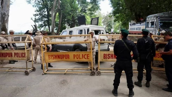 Gandhi's convoy was stopped by the police in Imphal on Thursday.