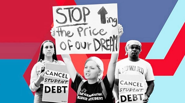 Activists and students protest in front of the Supreme Court.