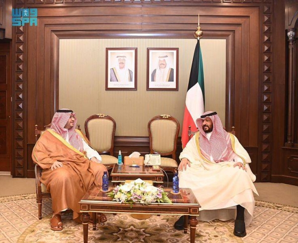 Kuwait's Crown Prince, prime minister and other top ministers meet with Saudi Minister of State and Cabinet Member Prince Turki Bin Mohammad Bin Fahd and his accompanying delegation.