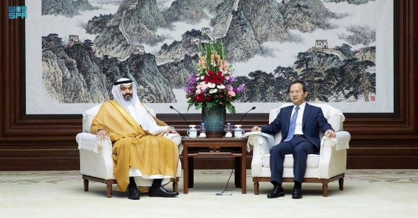 Minister of Communications and Information Technology Eng. Abdullah Al-Swaha meets with Beijing Mayor Yin Yong on Wednesday.