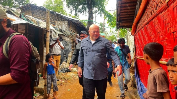 International Criminal Court prosecutor Karim Khan visits Kutupalong Rohingya refugee camp in Cox's Bazar, Bangladesh on July 6.