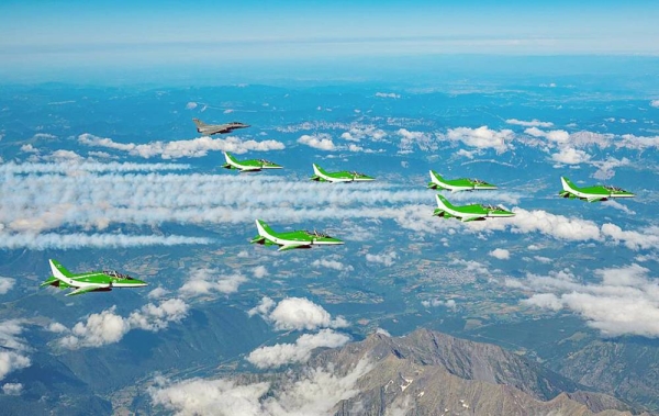 Saudi Arabia’s Falcons Aerobatic Team of the Royal Air Force has arrived in the United Kingdom to participate in the Royal International Air Tattoo (RIAT), which will be held at RAF Fairford from July 14 to 16.