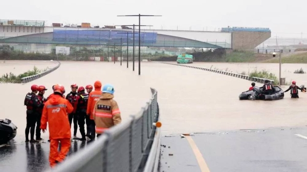 A search and rescue operation is continuing at the flooded underpass in Cheongju. — courtesy Reuters